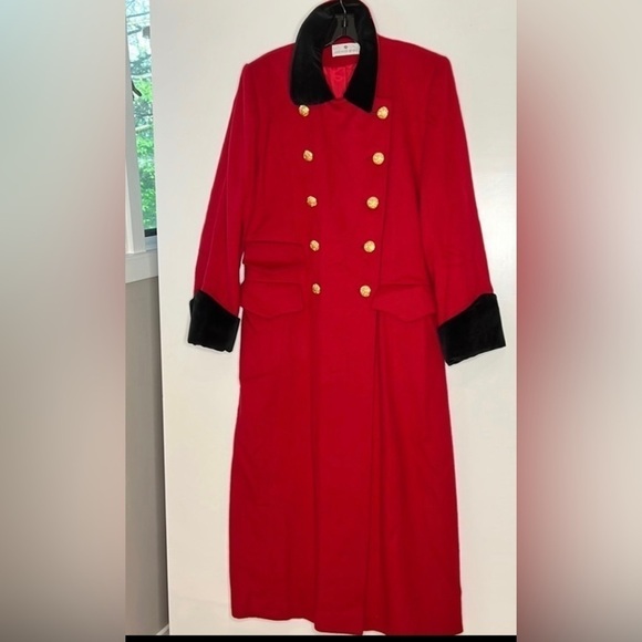 Loro Piana Sz 10 For Saks Fifth Ave Long Red Lambswool Coat - Picture 1 of 14